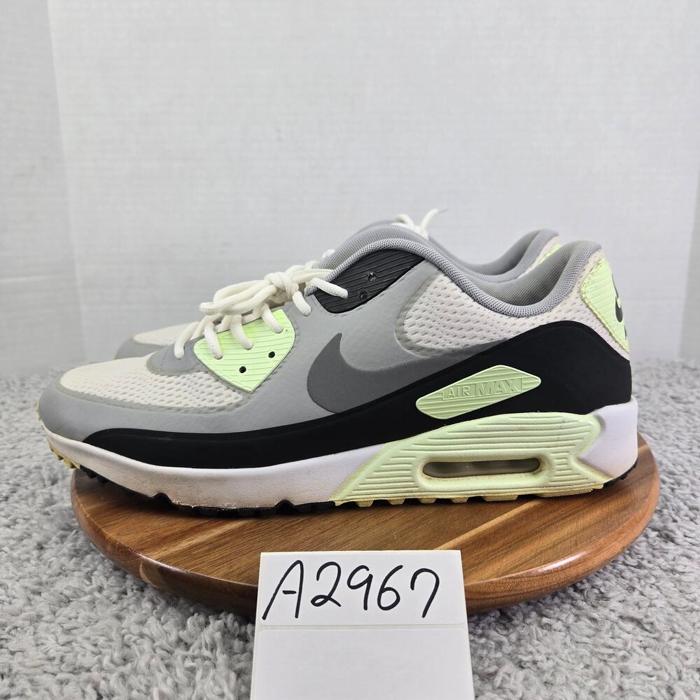 Nike Men 13 Air Max 90 Golf White Particle Grey Barely Volt Athletic Spikeless